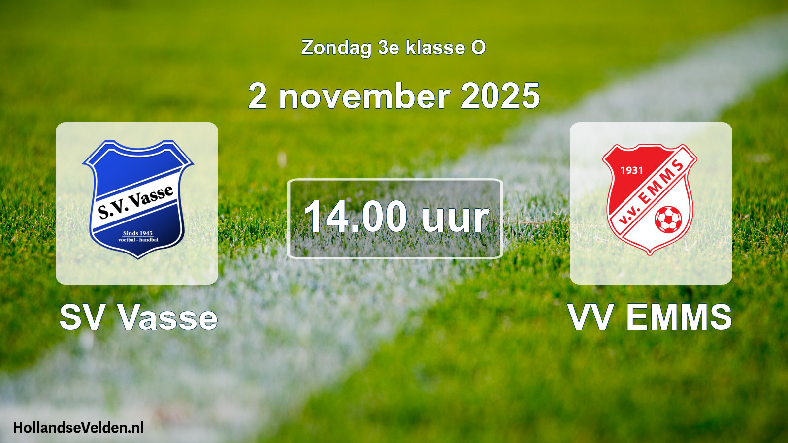 Geplande wedstrijd: SV Vasse - VV EMMS (2 november 2025)