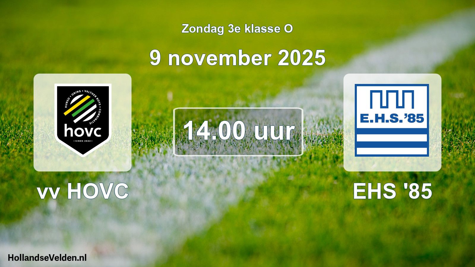 Geplande wedstrijd: vv HOVC - EHS '85 (9 november 2025)