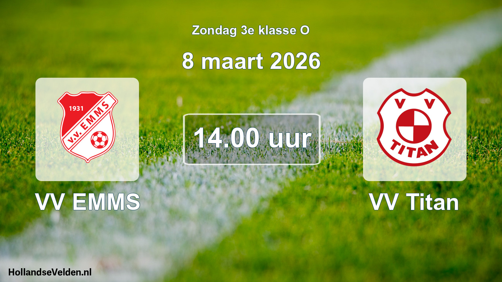 Geplande wedstrijd: VV EMMS - VV Titan (8 maart 2026)