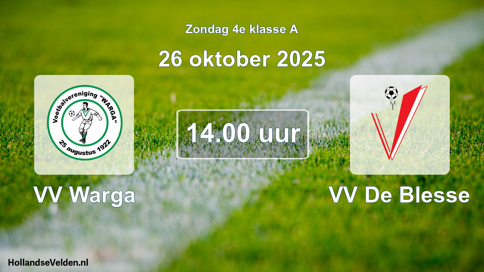 Scheduled Match: VV Warga - VV De Blesse (26 October 2025)