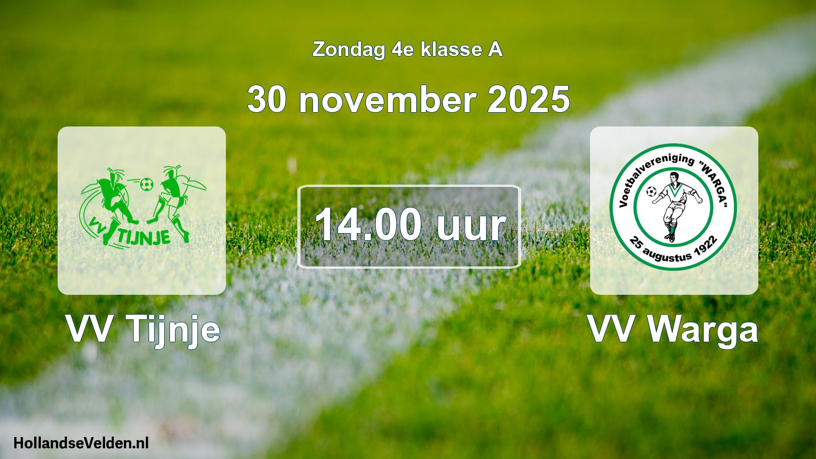 Scheduled Match: VV Tijnje - VV Warga (30 November 2025)