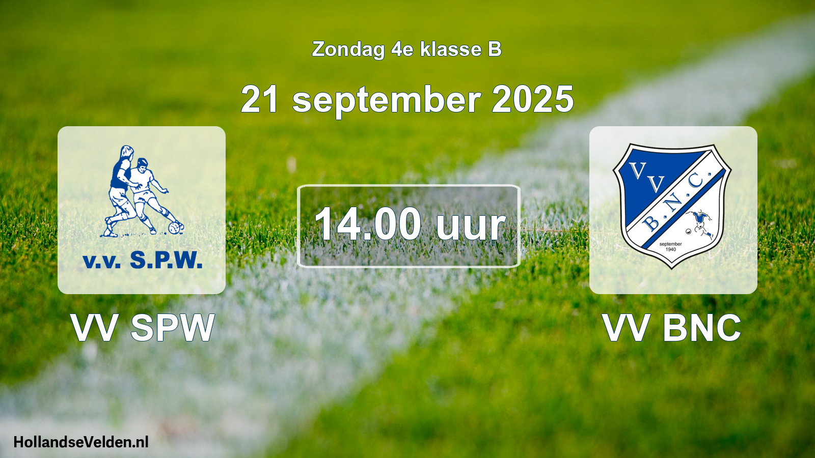 Geplande wedstrijd: VV SPW - VV BNC (21 september 2025)