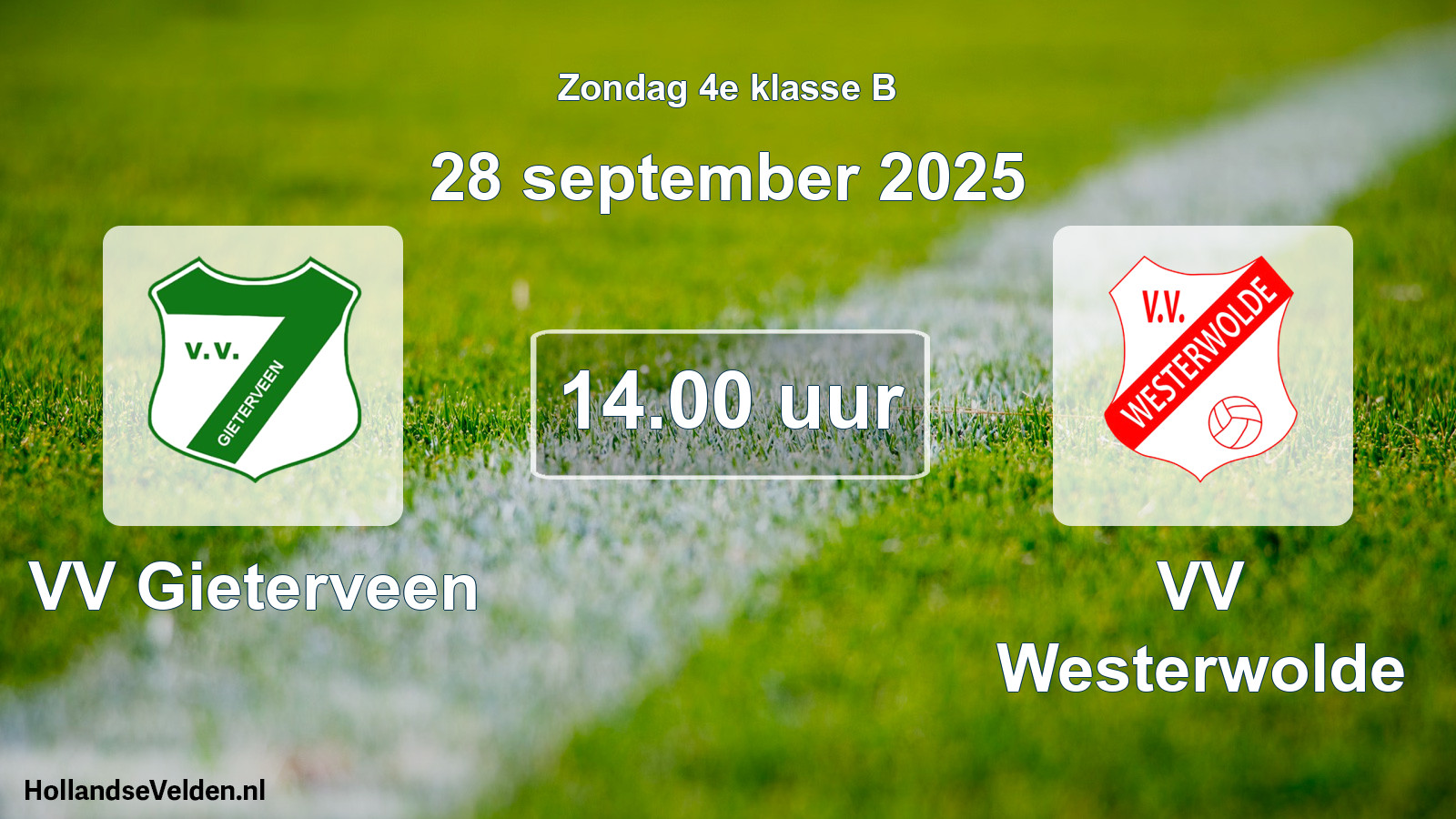 Geplande wedstrijd: VV Gieterveen - VV Westerwolde (28 september 2025)