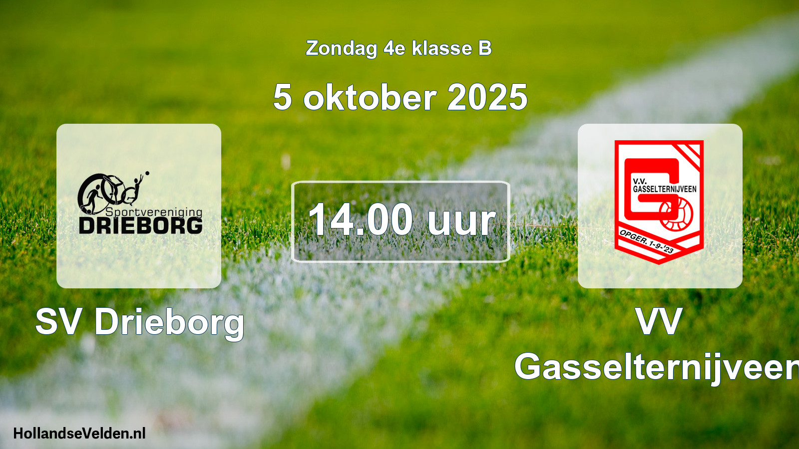 Geplande wedstrijd: SV Drieborg - VV Gasselternijveen (5 oktober 2025)