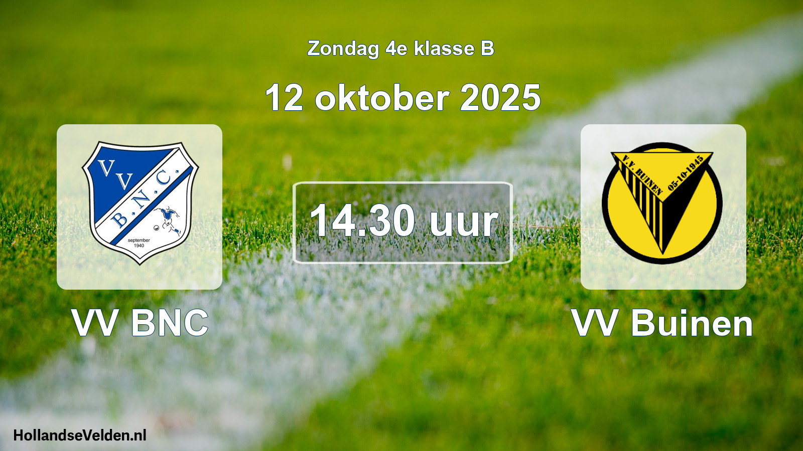 Scheduled Match: VV BNC - VV Buinen (12 October 2025)