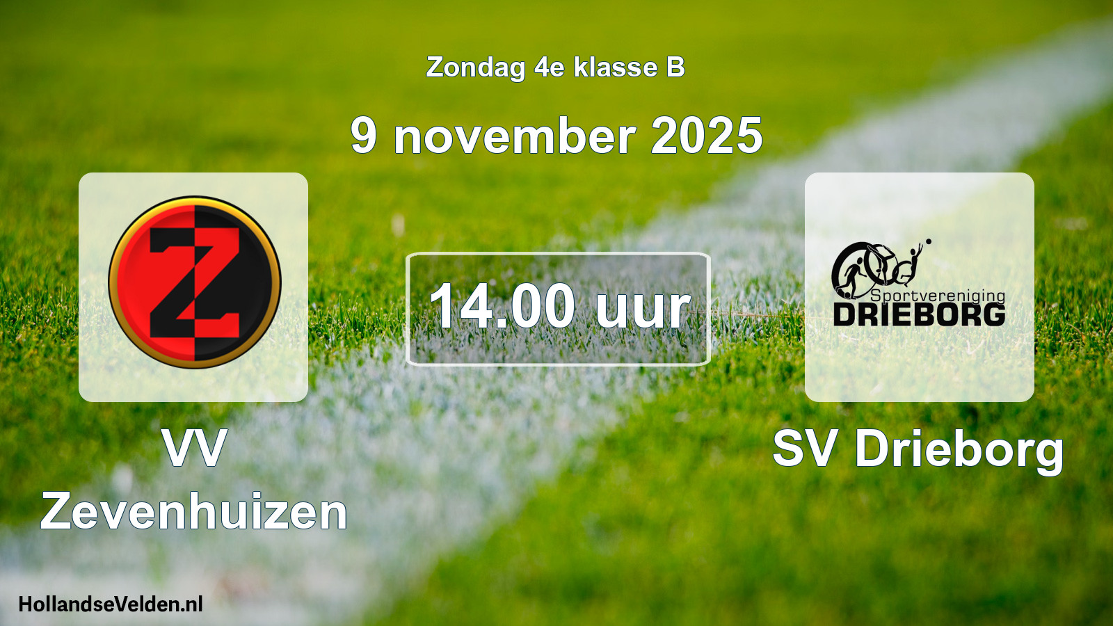 Scheduled Match: VV Zevenhuizen - SV Drieborg (9 November 2025)
