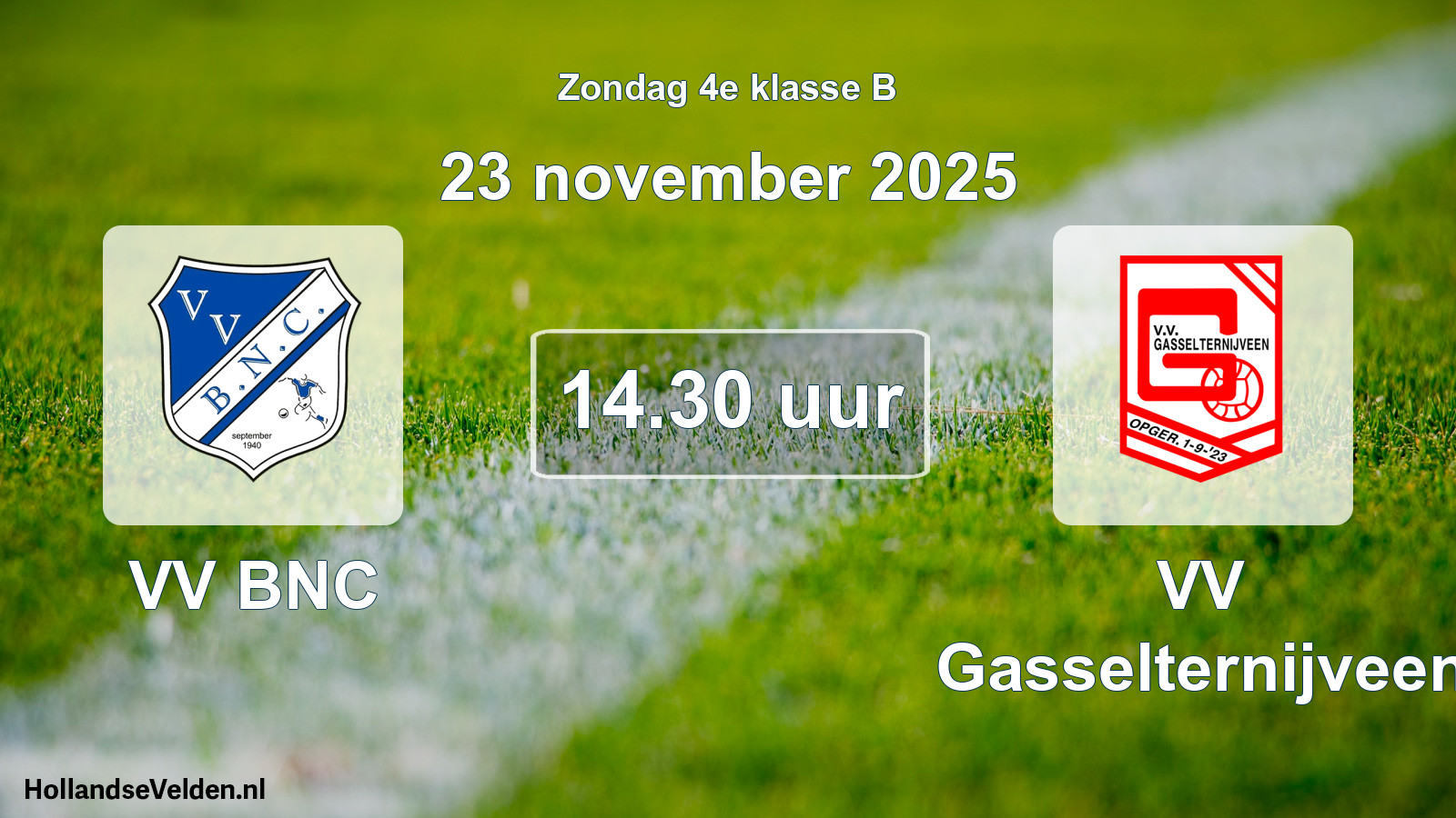 Scheduled Match: VV BNC - VV Gasselternijveen (23 November 2025)