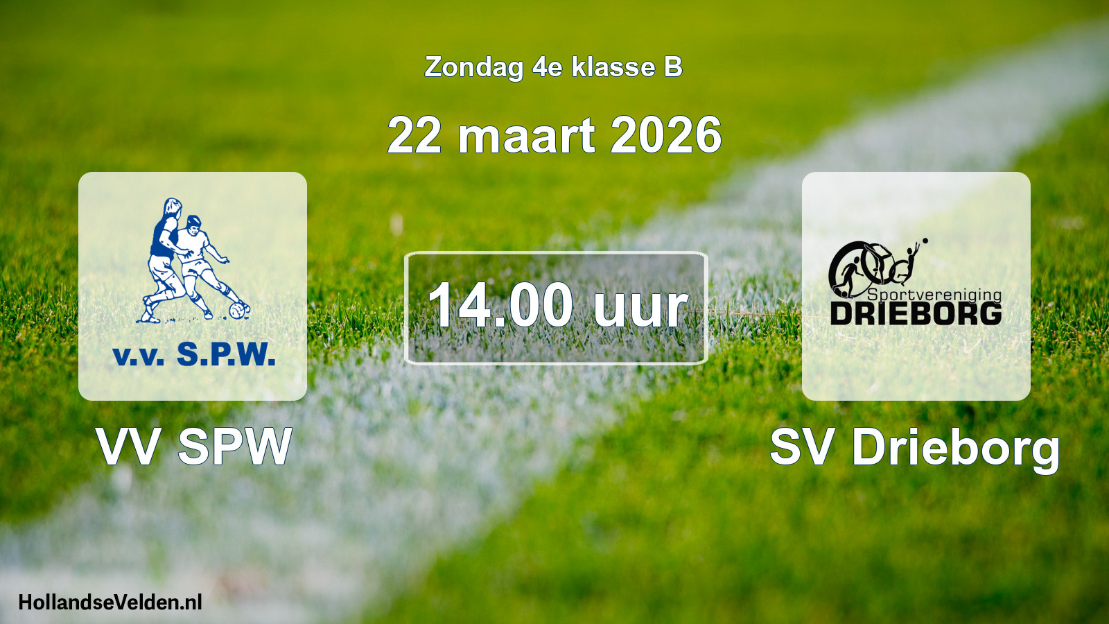 Geplande wedstrijd: VV SPW - SV Drieborg (22 maart 2026)