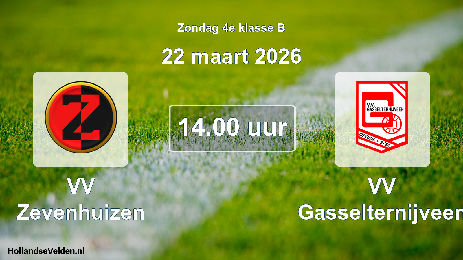 Geplande wedstrijd: VV Zevenhuizen - VV Gasselternijveen (22 maart 2026)