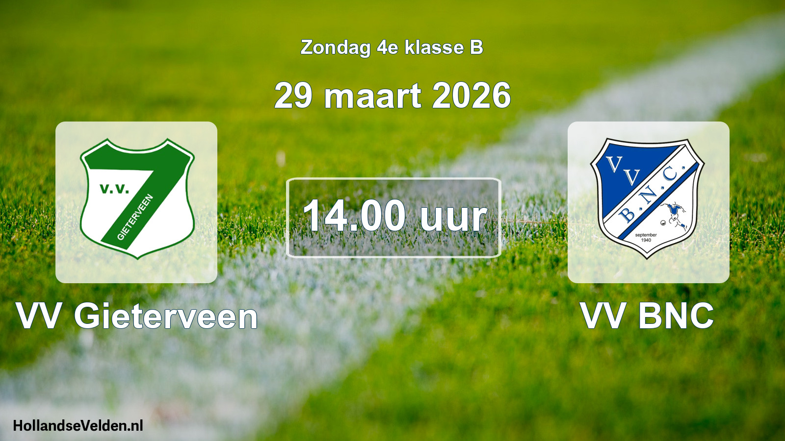 Geplande wedstrijd: VV Gieterveen - VV BNC (29 maart 2026)