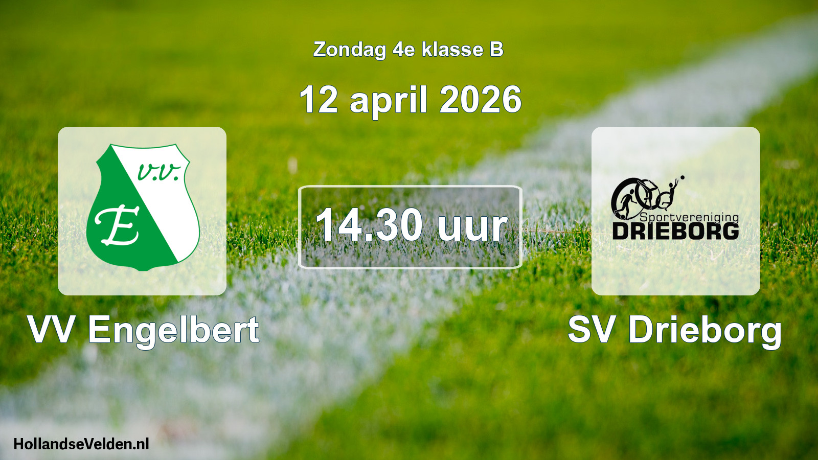 Geplande wedstrijd: VV Engelbert - SV Drieborg (12 april 2026)