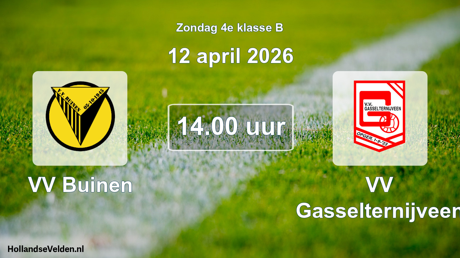 Scheduled Match: VV Buinen - VV Gasselternijveen (12 April 2026)