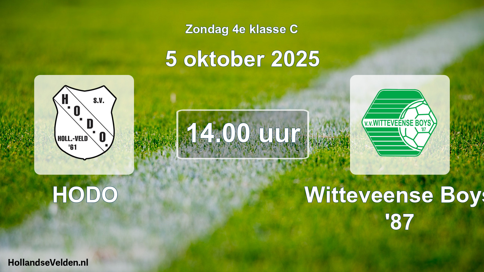 Geplande wedstrijd: HODO - Witteveense Boys '87 (5 oktober 2025)