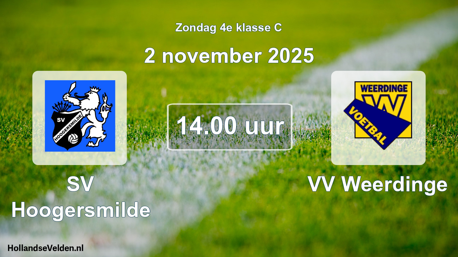 Geplande wedstrijd: SV Hoogersmilde - VV Weerdinge (2 november 2025)