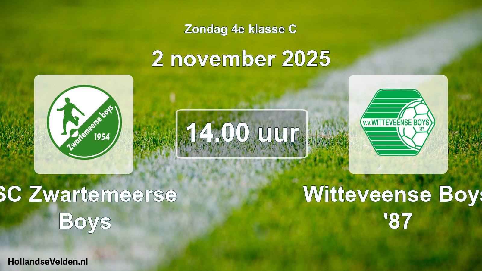 Geplande wedstrijd: SC Zwartemeerse Boys - Witteveense Boys '87 (2 november 2025)