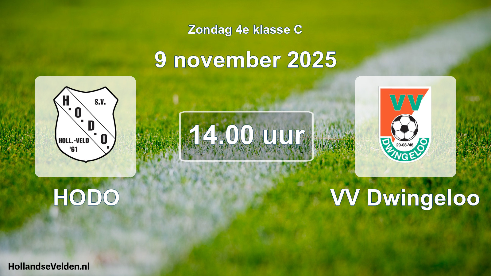 Geplande wedstrijd: HODO - VV Dwingeloo (9 november 2025)