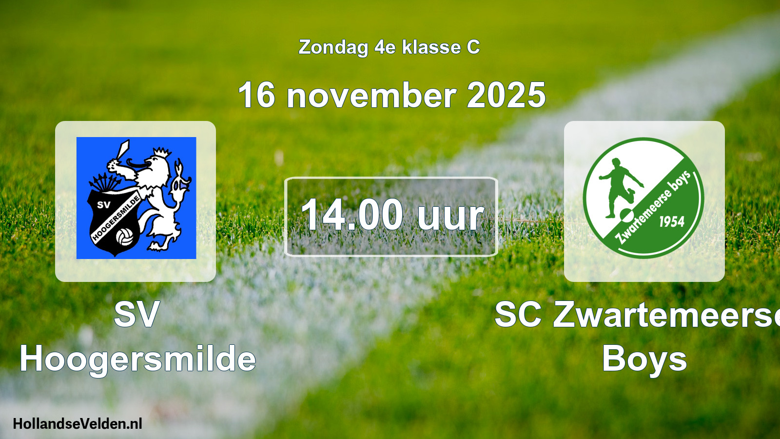 Geplande wedstrijd: SV Hoogersmilde - SC Zwartemeerse Boys (16 november 2025)