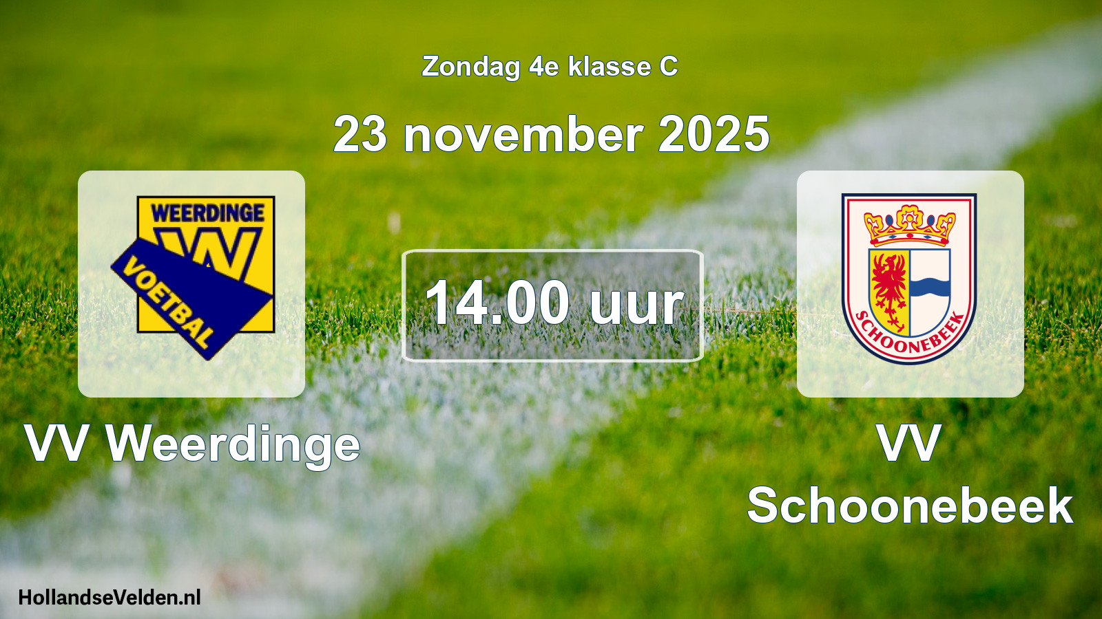Geplande wedstrijd: VV Weerdinge - VV Schoonebeek (23 november 2025)
