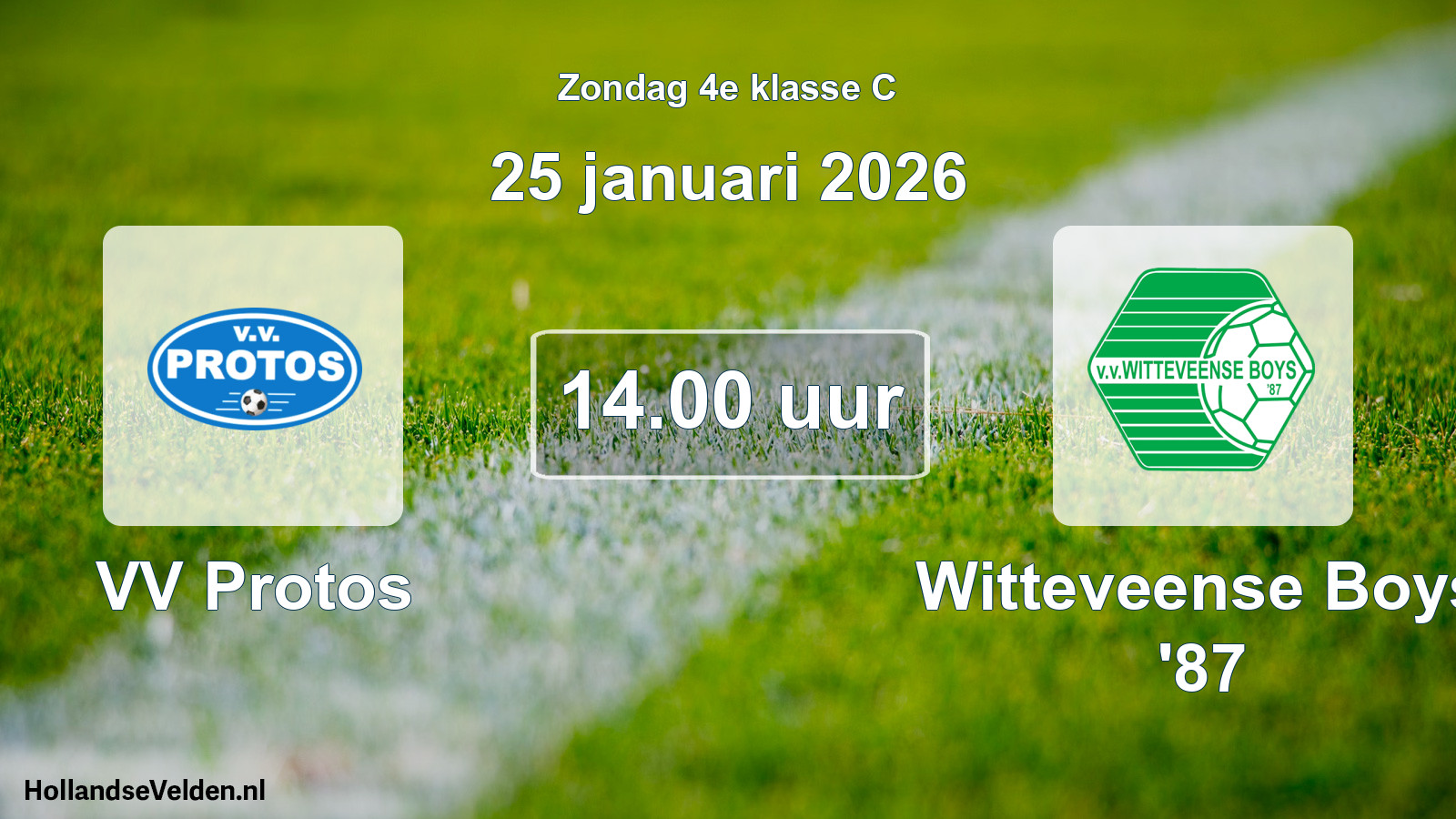 Geplande wedstrijd: VV Protos - Witteveense Boys '87 (25 januari 2026)