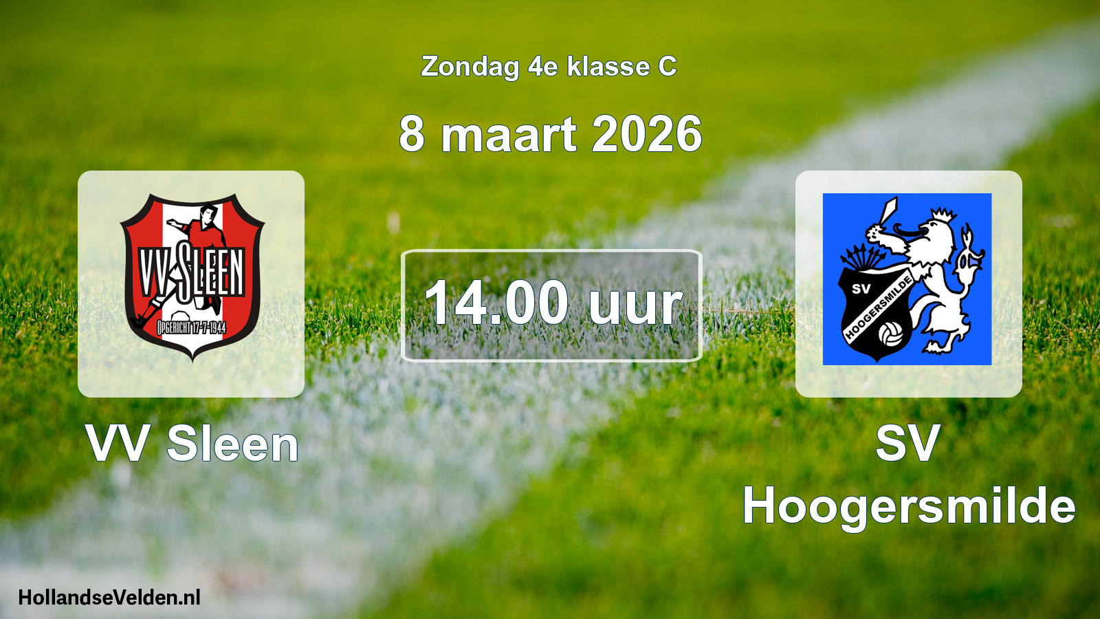 Geplande wedstrijd: VV Sleen - SV Hoogersmilde (8 maart 2026)