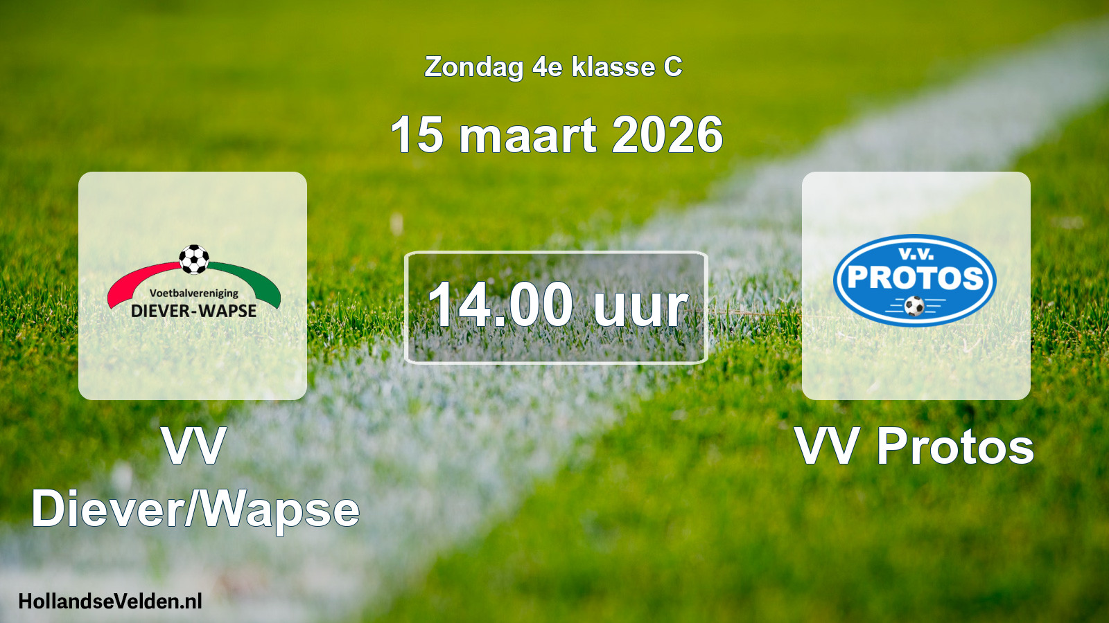 Geplande wedstrijd: VV Diever/Wapse - VV Protos (15 maart 2026)