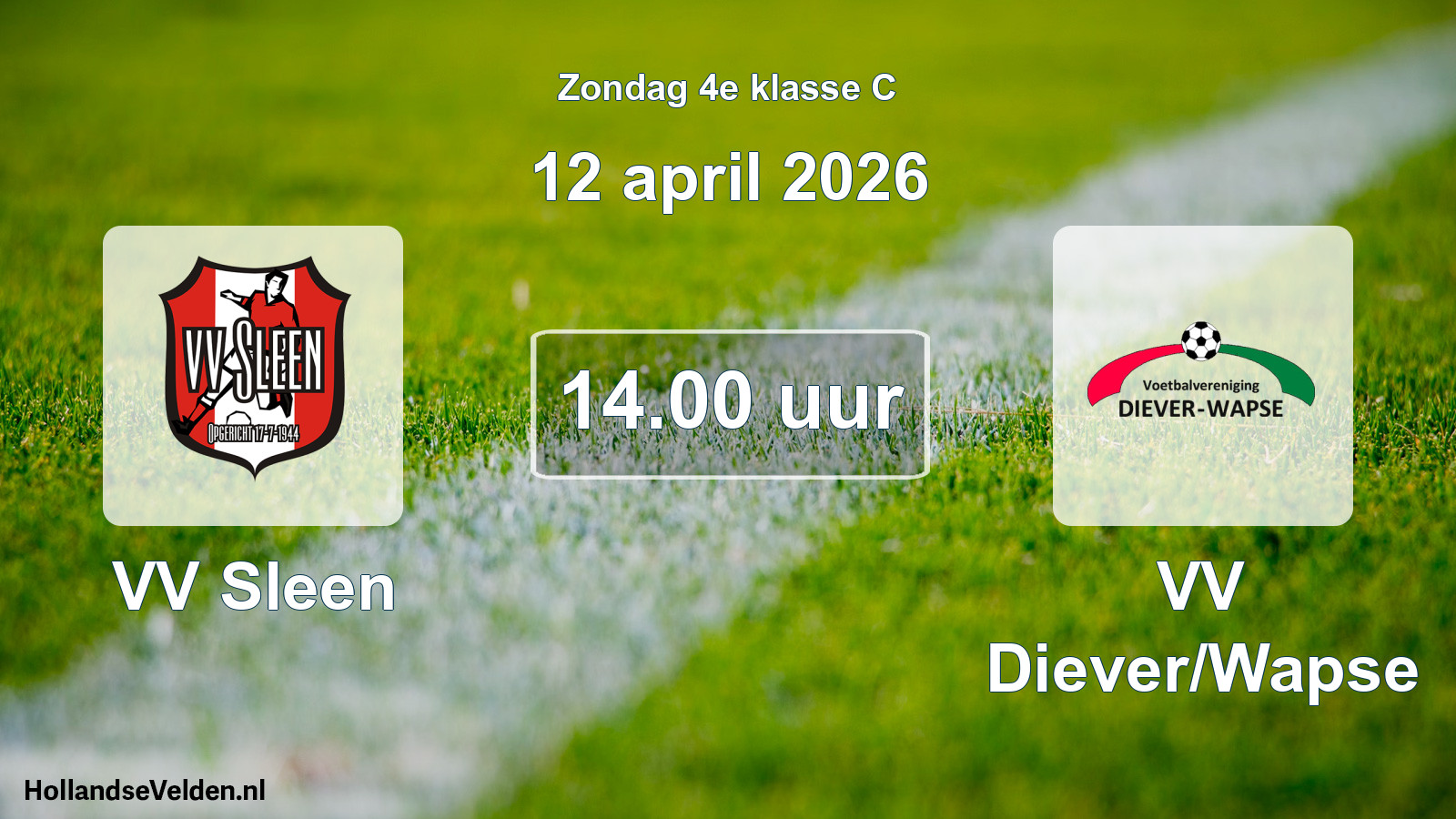 Geplande wedstrijd: VV Sleen - VV Diever/Wapse (12 april 2026)