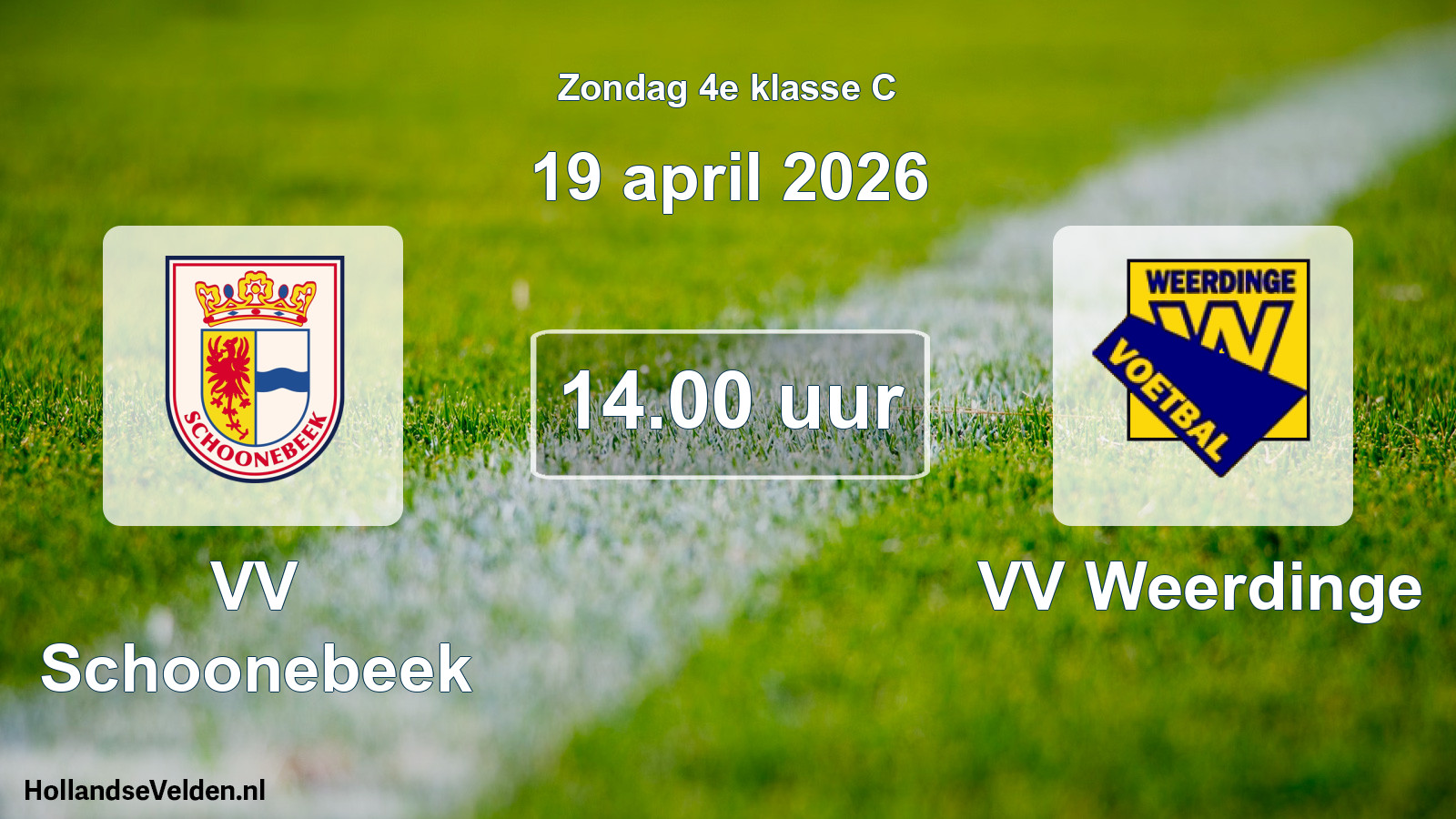 Geplande wedstrijd: VV Schoonebeek - VV Weerdinge (19 april 2026)
