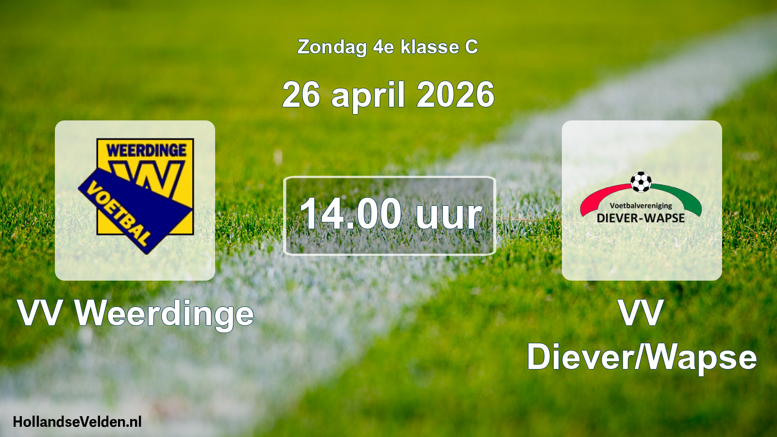 Geplande wedstrijd: VV Weerdinge - VV Diever/Wapse (26 april 2026)