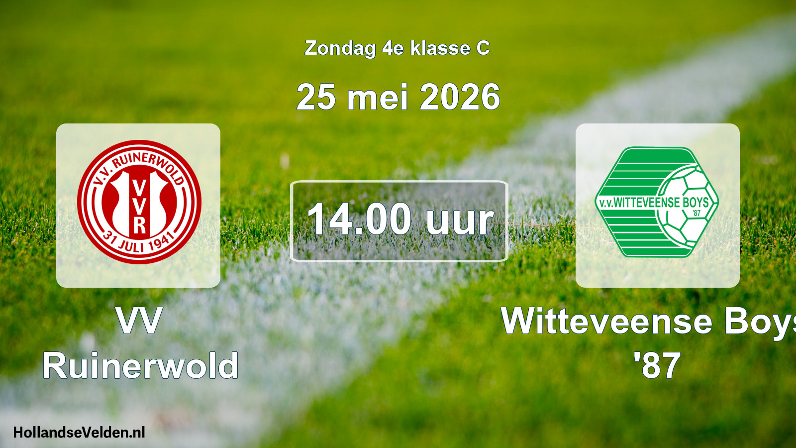 Geplande wedstrijd: VV Ruinerwold - Witteveense Boys '87 (25 mei 2026)