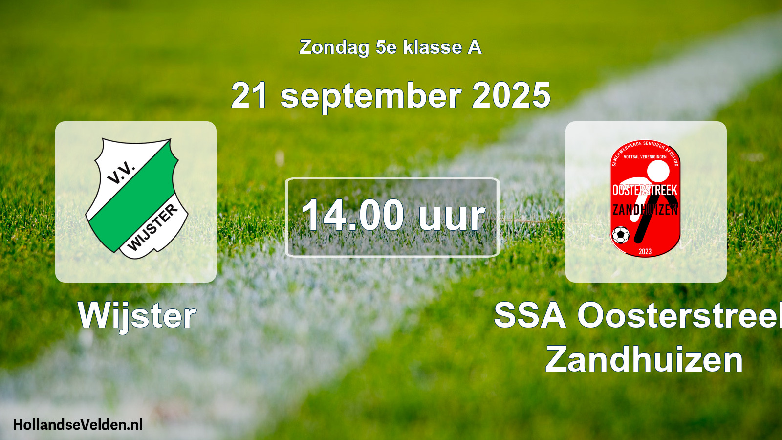 Geplande wedstrijd: Wijster - SSA Oosterstreek Zandhuizen (21 september 2025)