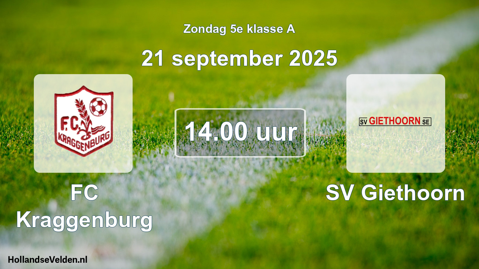Geplande wedstrijd: FC Kraggenburg - SV Giethoorn (21 september 2025)