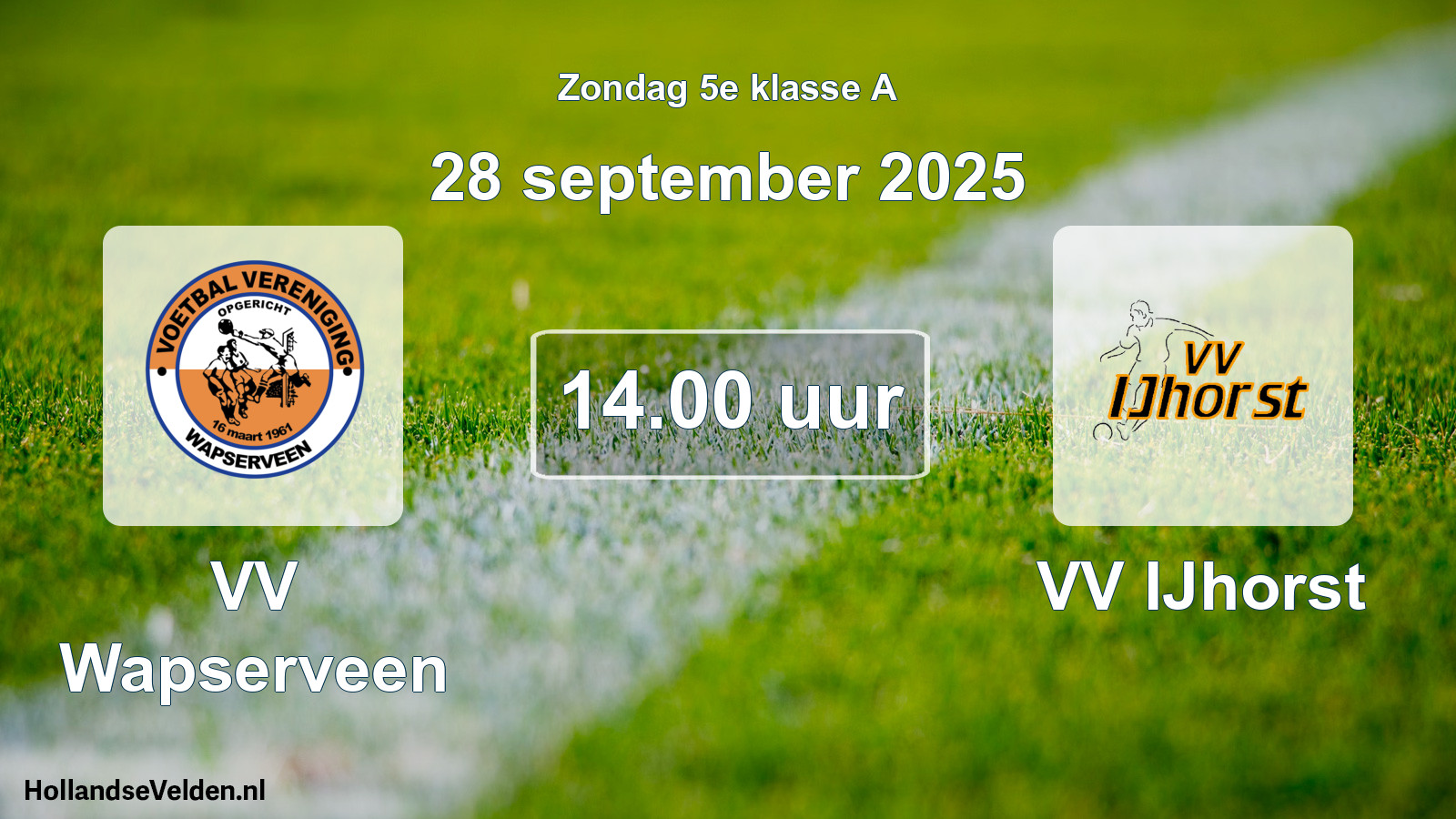 Geplande wedstrijd: VV Wapserveen - VV IJhorst (28 september 2025)