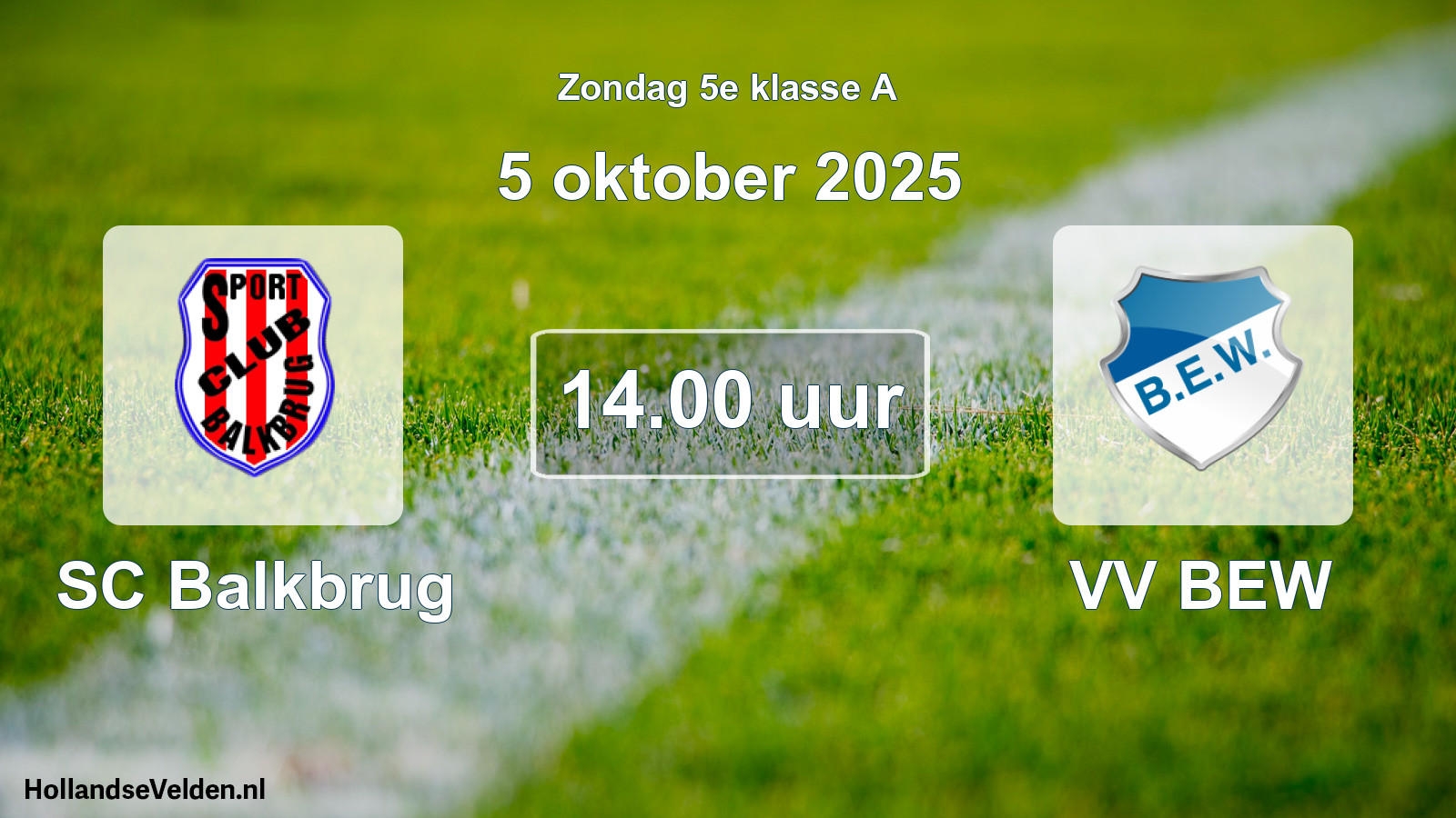 Geplande wedstrijd: SC Balkbrug - VV BEW (5 oktober 2025)
