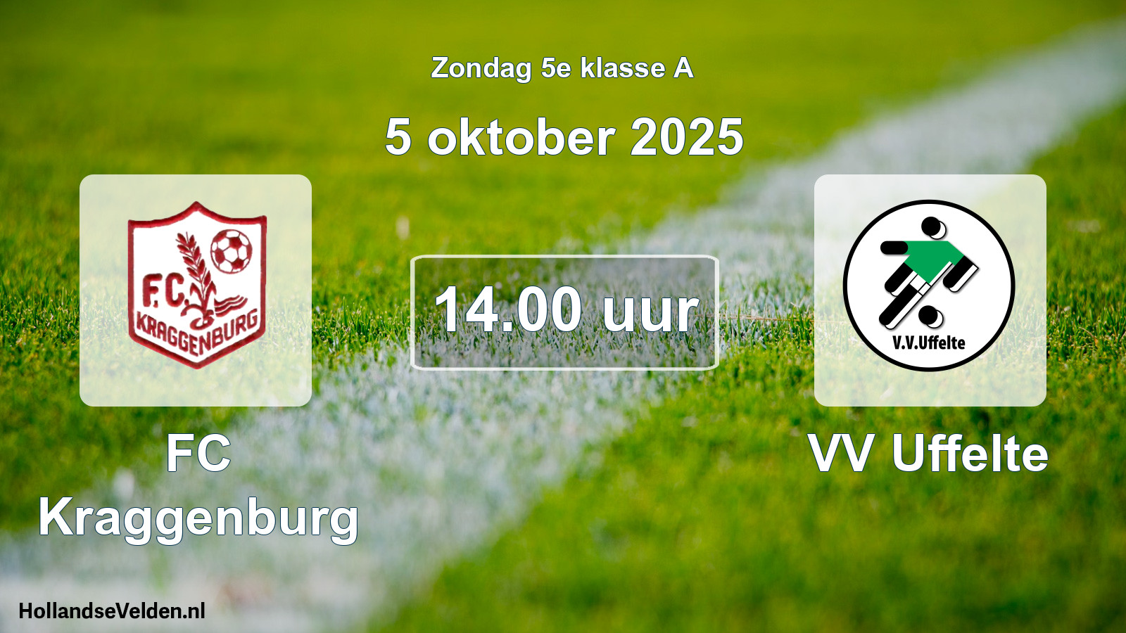 Geplande wedstrijd: FC Kraggenburg - VV Uffelte (5 oktober 2025)