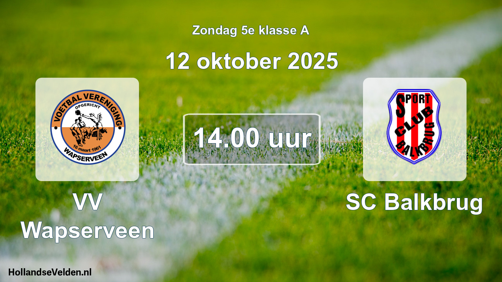 Scheduled Match: VV Wapserveen - SC Balkbrug (12 October 2025)