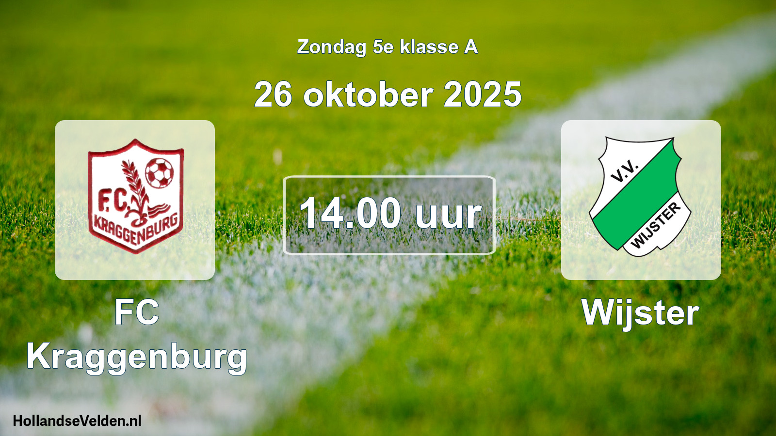 Geplande wedstrijd: FC Kraggenburg - Wijster (26 oktober 2025)
