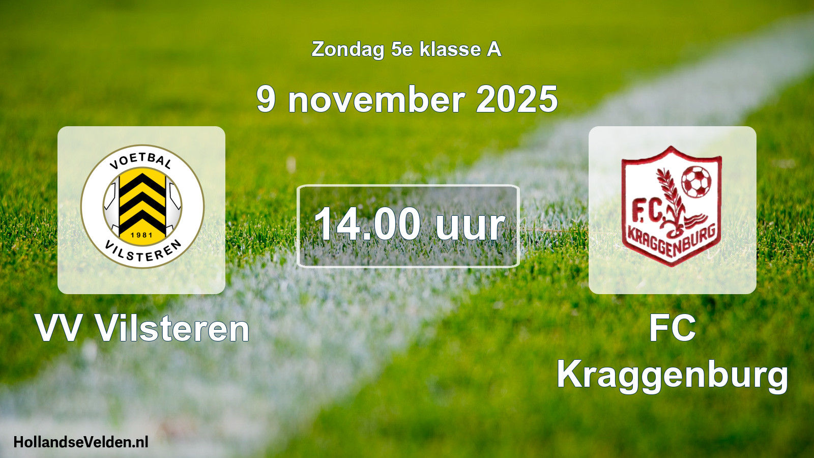 Geplande wedstrijd: VV Vilsteren - FC Kraggenburg (9 november 2025)