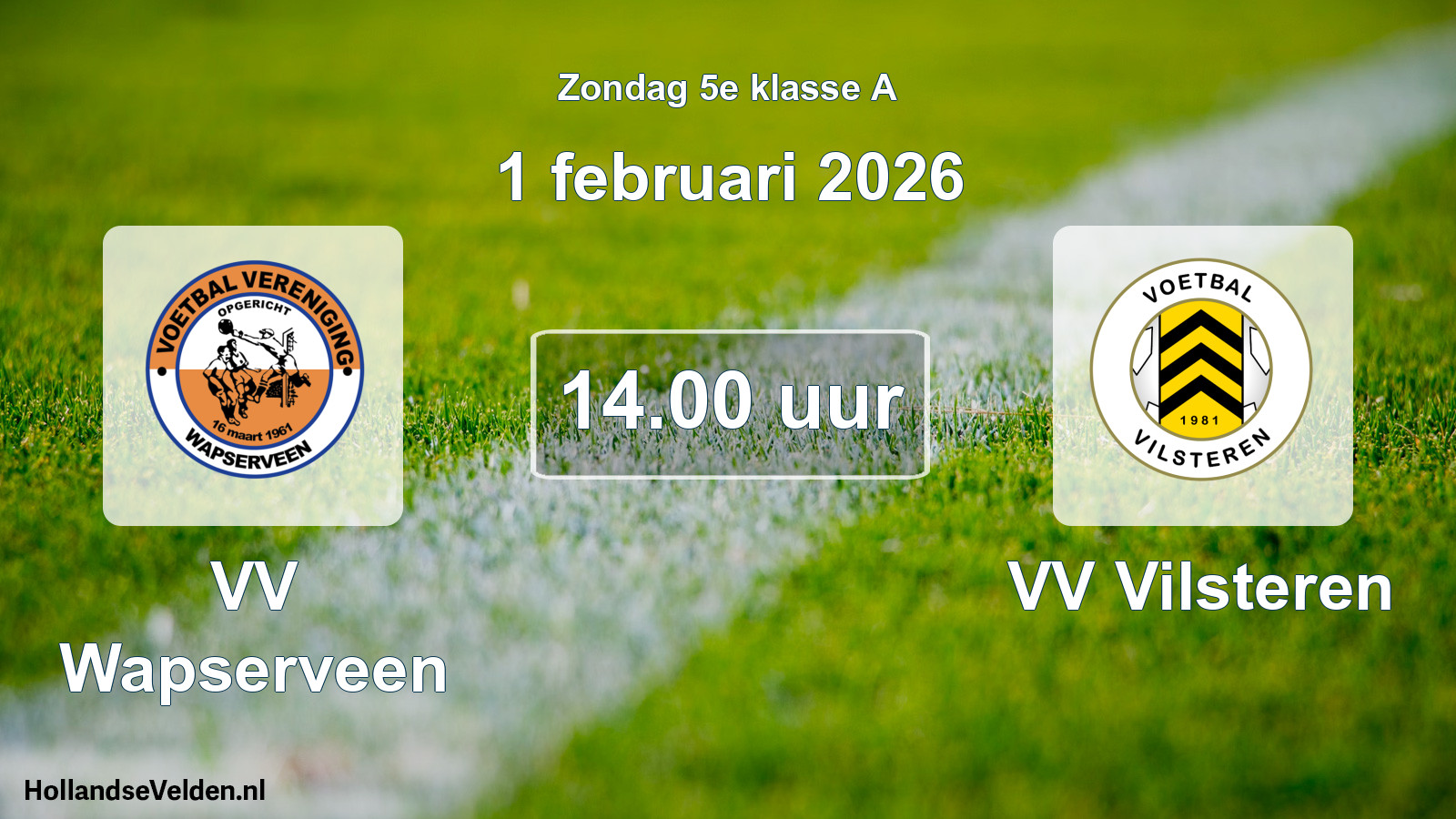 Geplande wedstrijd: VV Wapserveen - VV Vilsteren (1 februari 2026)