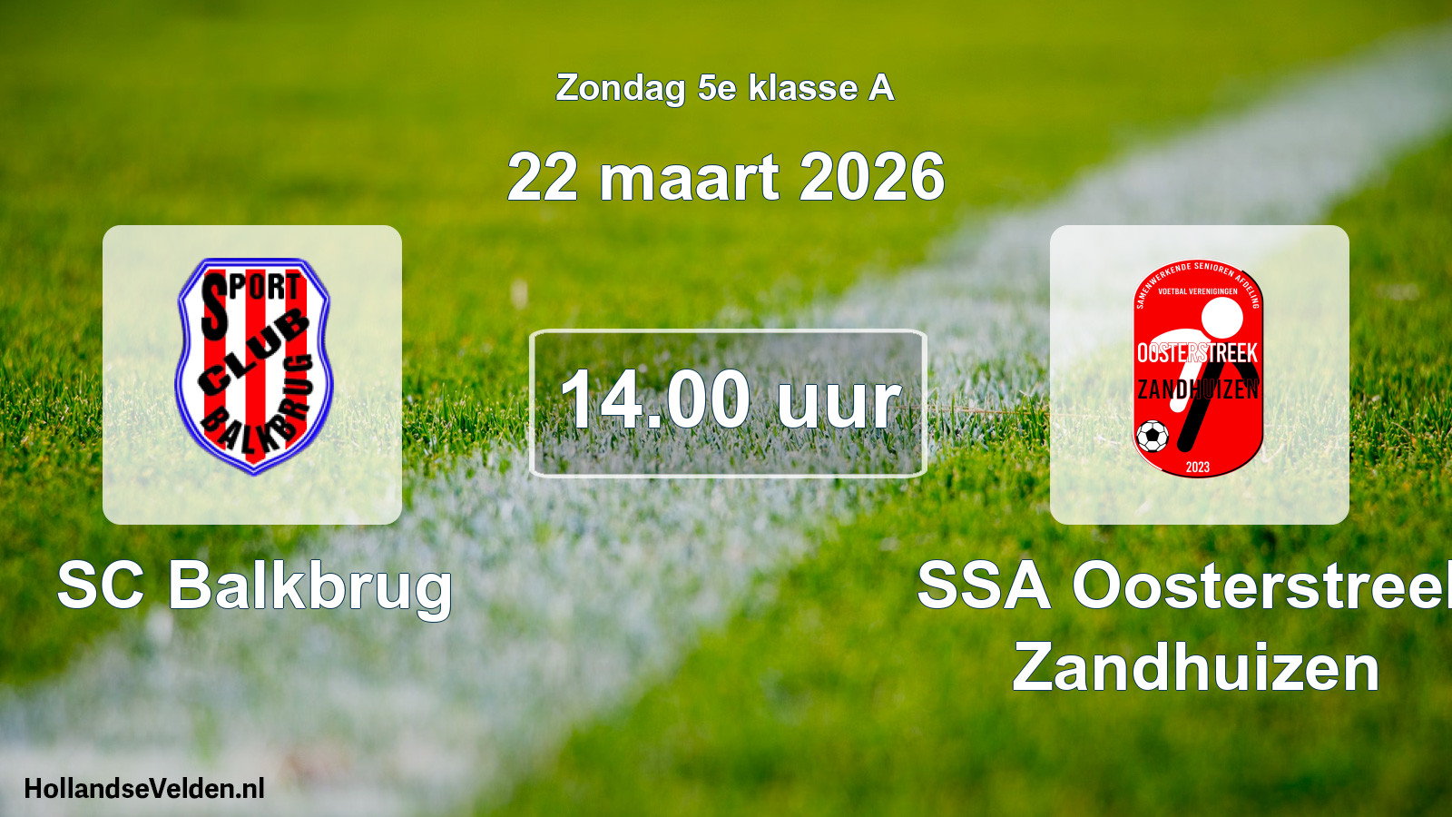Geplande wedstrijd: SC Balkbrug - SSA Oosterstreek Zandhuizen (22 maart 2026)