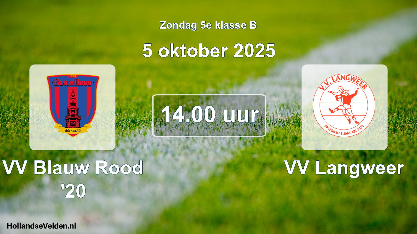 Scheduled Match: VV Blauw Rood '20 - VV Langweer (5 October 2025)