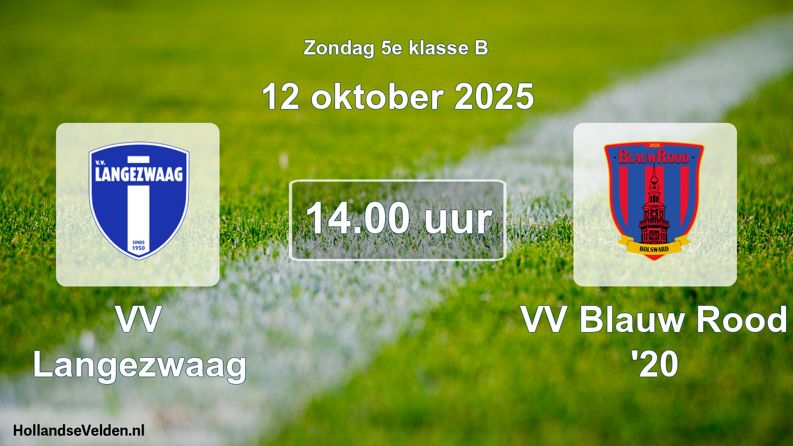 Geplande wedstrijd: VV Langezwaag - VV Blauw Rood '20 (12 oktober 2025)