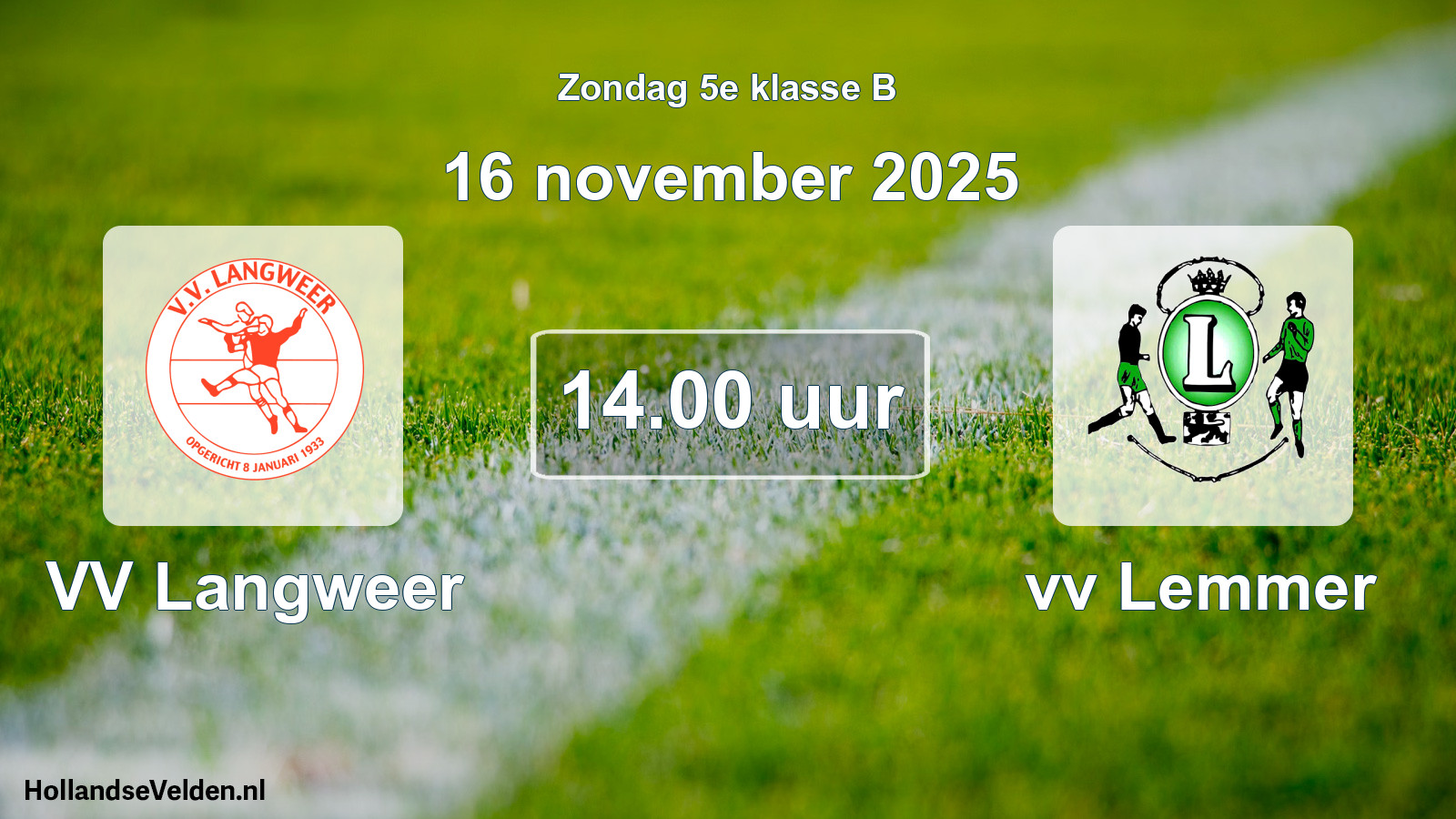 Geplande wedstrijd: VV Langweer - vv Lemmer (16 november 2025)