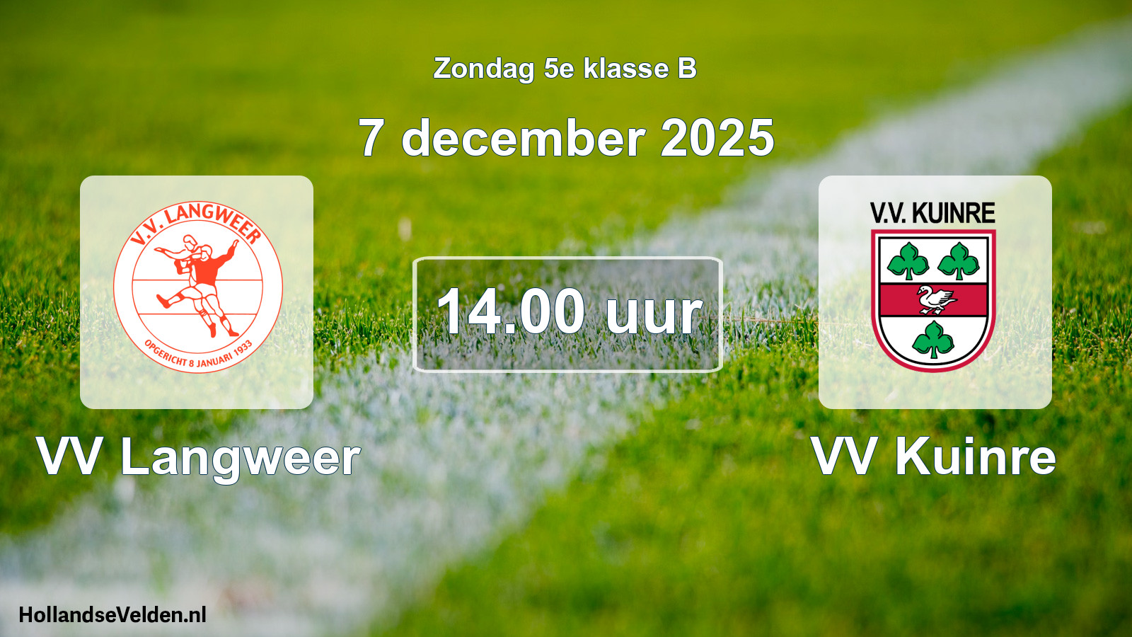 Geplande wedstrijd: VV Langweer - VV Kuinre (7 december 2025)