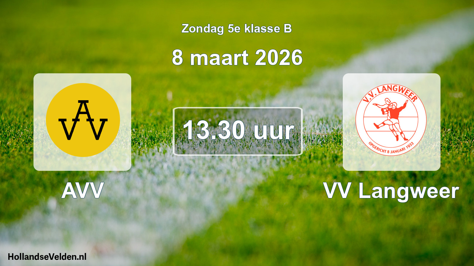 Geplande wedstrijd: AVV - VV Langweer (8 maart 2026)
