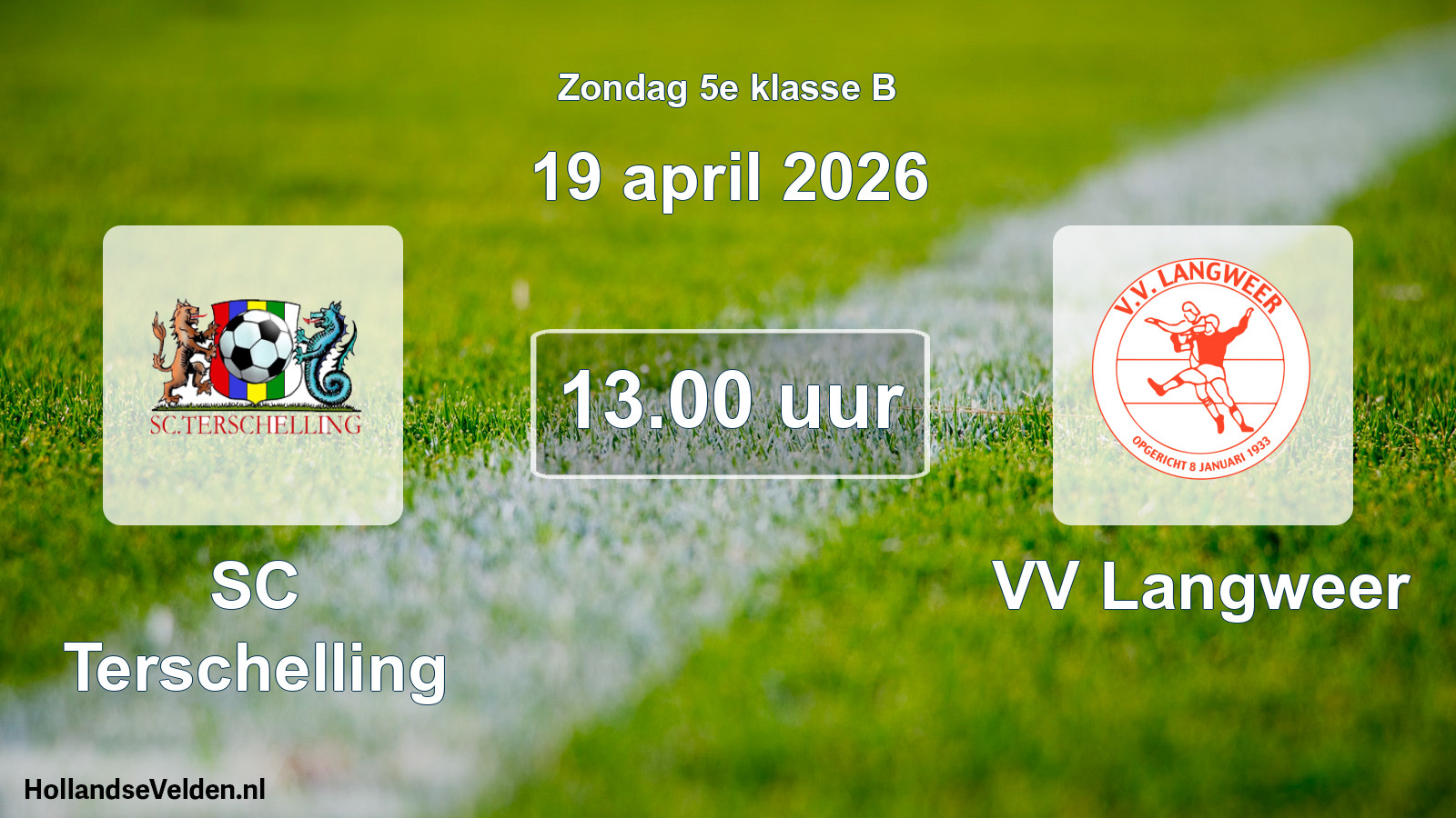 Scheduled Match: SC Terschelling - VV Langweer (19 April 2026)