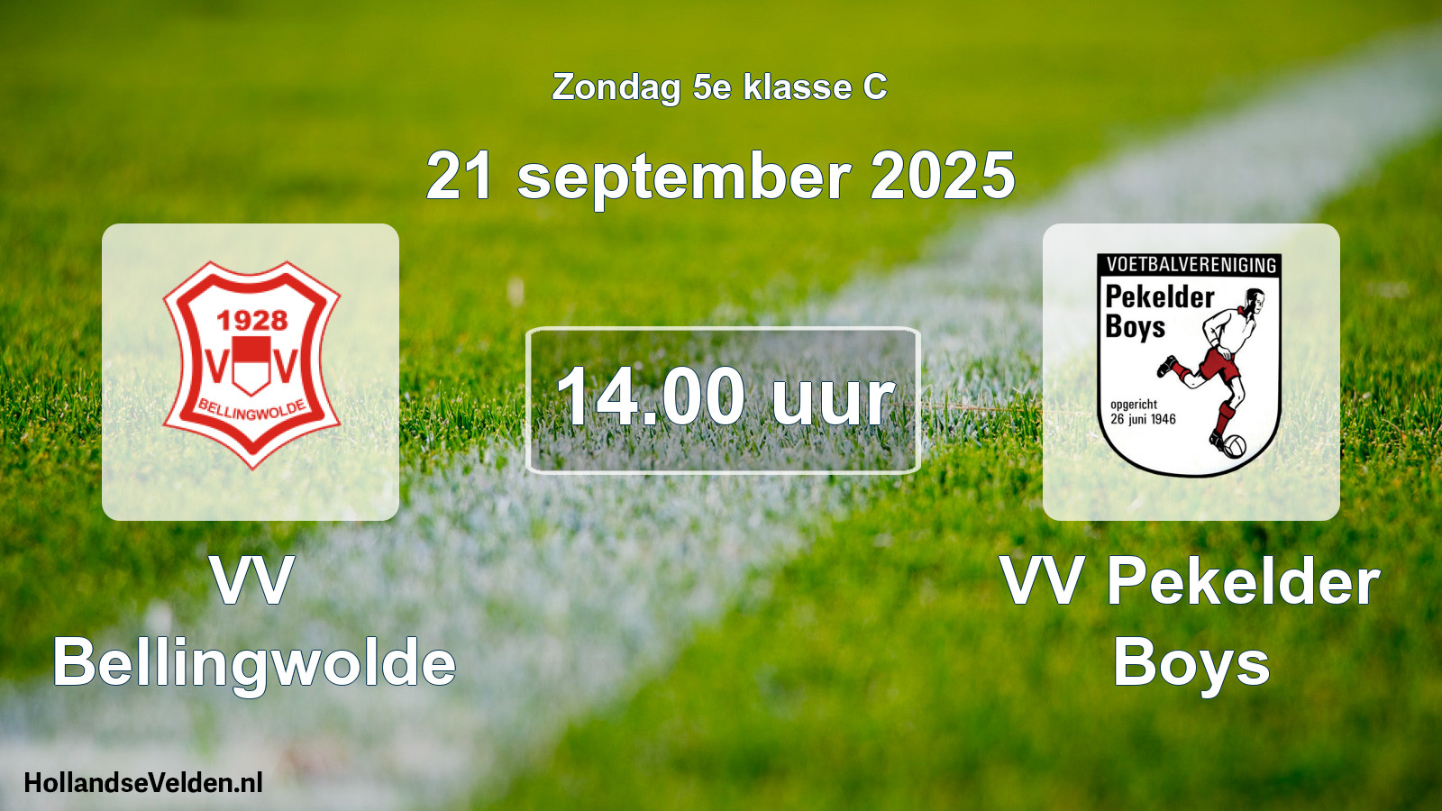 Geplande wedstrijd: VV Bellingwolde - VV Pekelder Boys (21 september 2025)