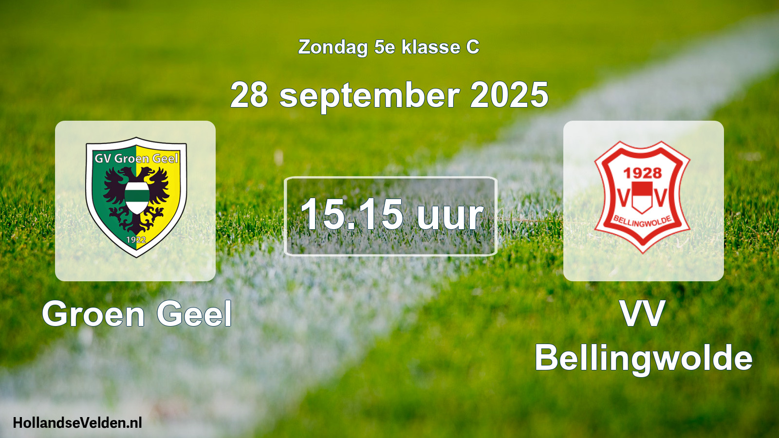 Scheduled Match: Groen Geel - VV Bellingwolde (28 September 2025)