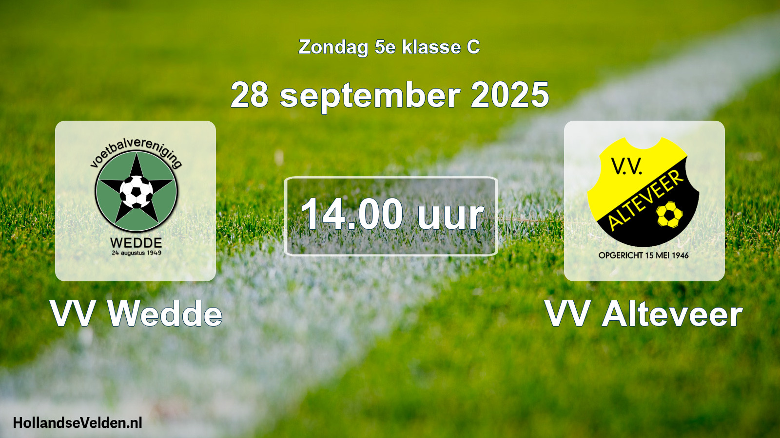 Geplande wedstrijd: VV Wedde - VV Alteveer (28 september 2025)