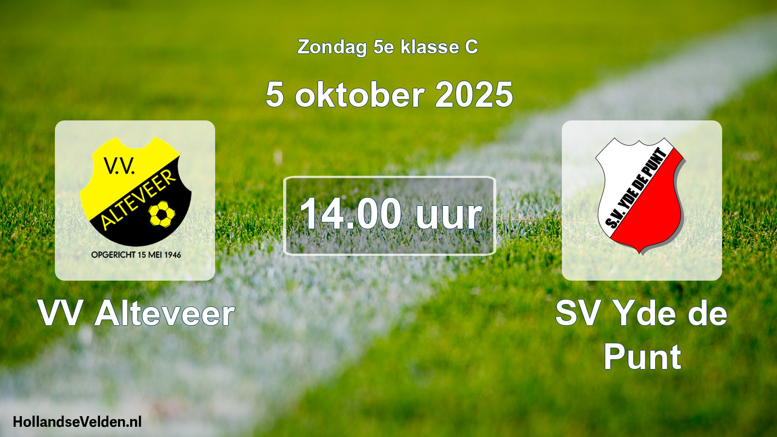 Geplande wedstrijd: VV Alteveer - SV Yde de Punt (5 oktober 2025)