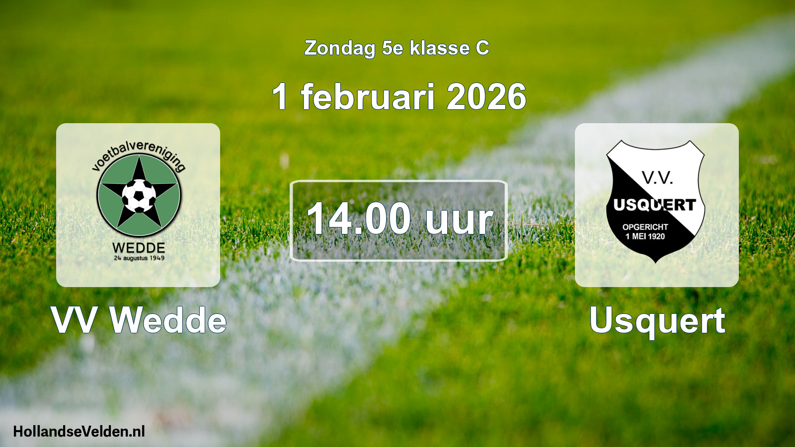 Geplande wedstrijd: VV Wedde - Usquert (1 februari 2026)